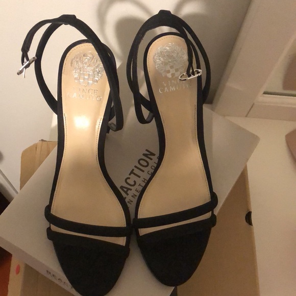 Black Velvet Strappy Vince Camuto heels - Picture 3 of 4